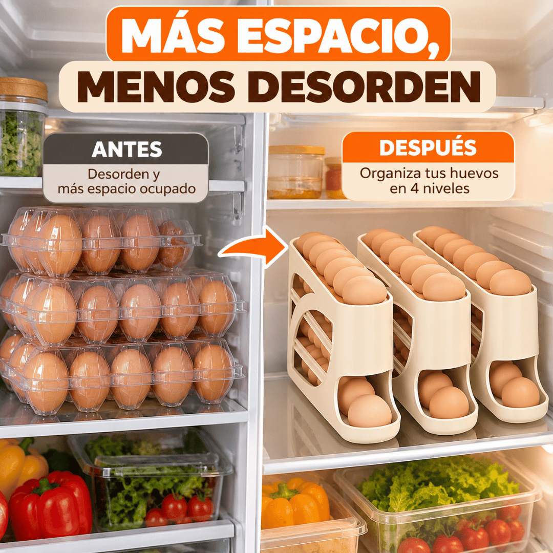 Pack 2 Dispensadores de Huevos 4 Niveles - Protege tus huevos y mantenlos organizados en el refrigerador