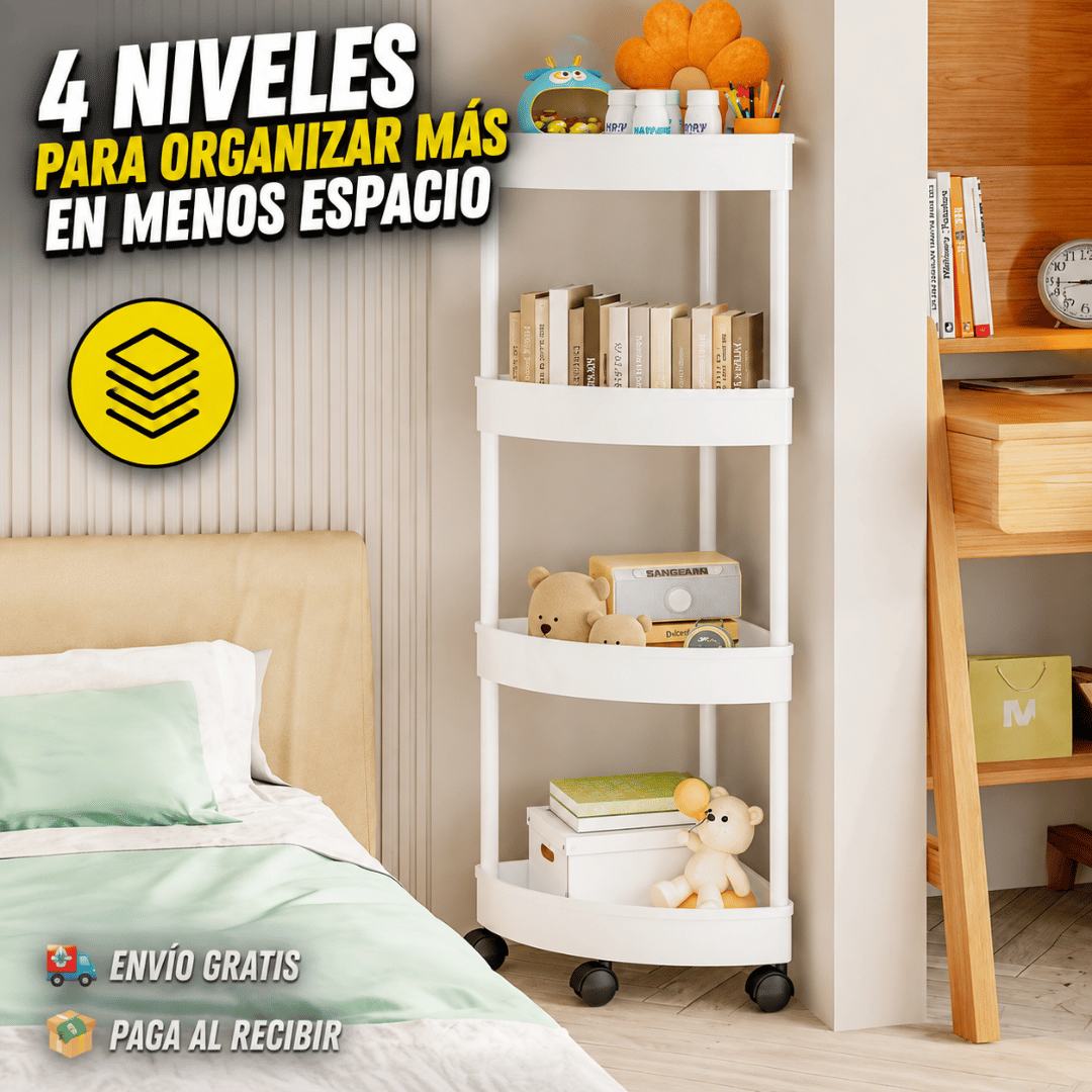 Organizador Esquinero Con Ruedas 4 Niveles - Aprovecha cada rincón y mantén tu hogar organizado