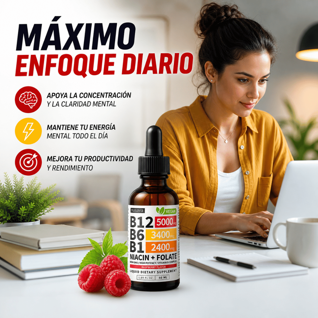 Promo 2x1 Vitamina B12 Nusava 50ml - Energía mental y enfoque claro todos los días