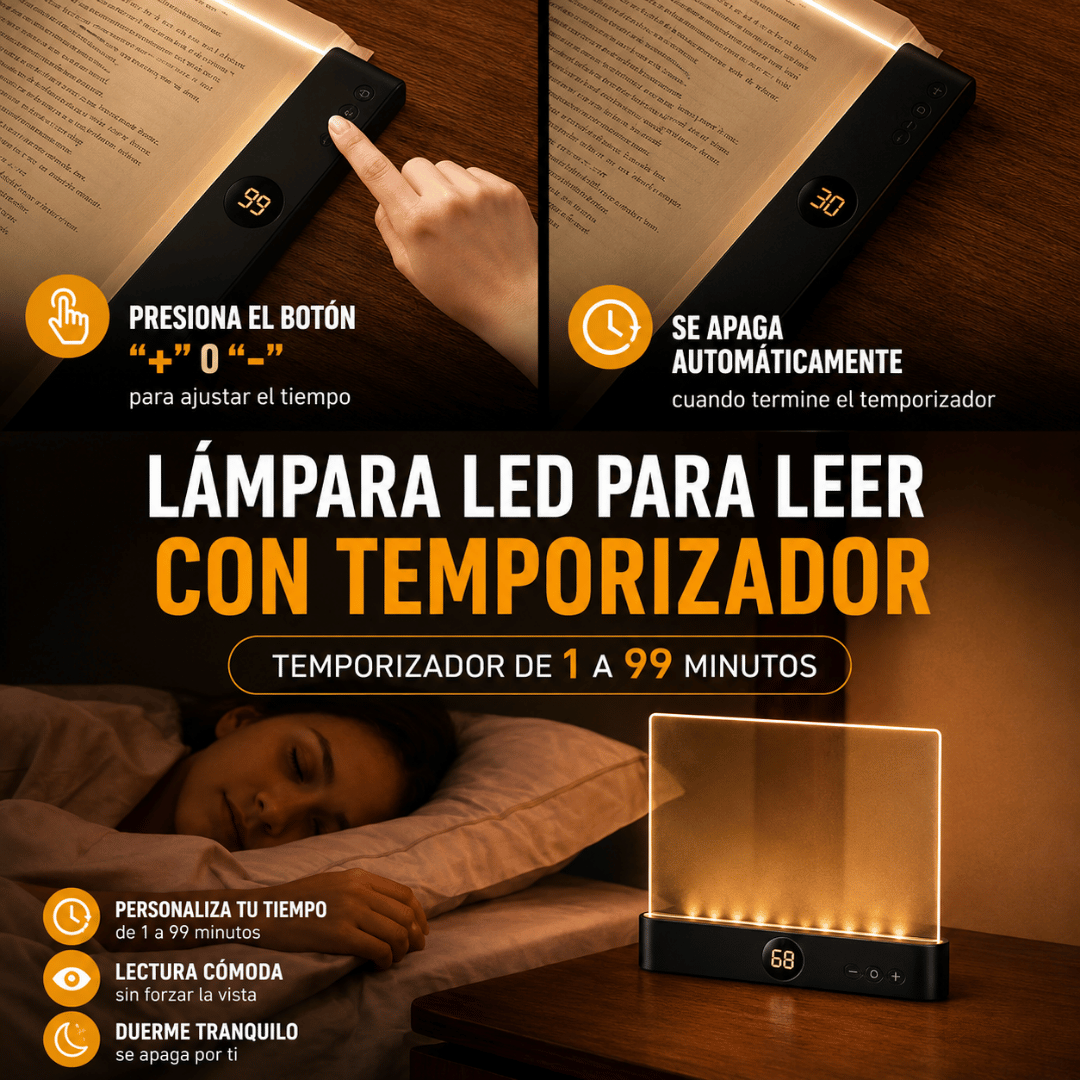 Lámpara LED Para Leer Recargable USB - Disfruta tus libros de noche sin molestar a quien duerme