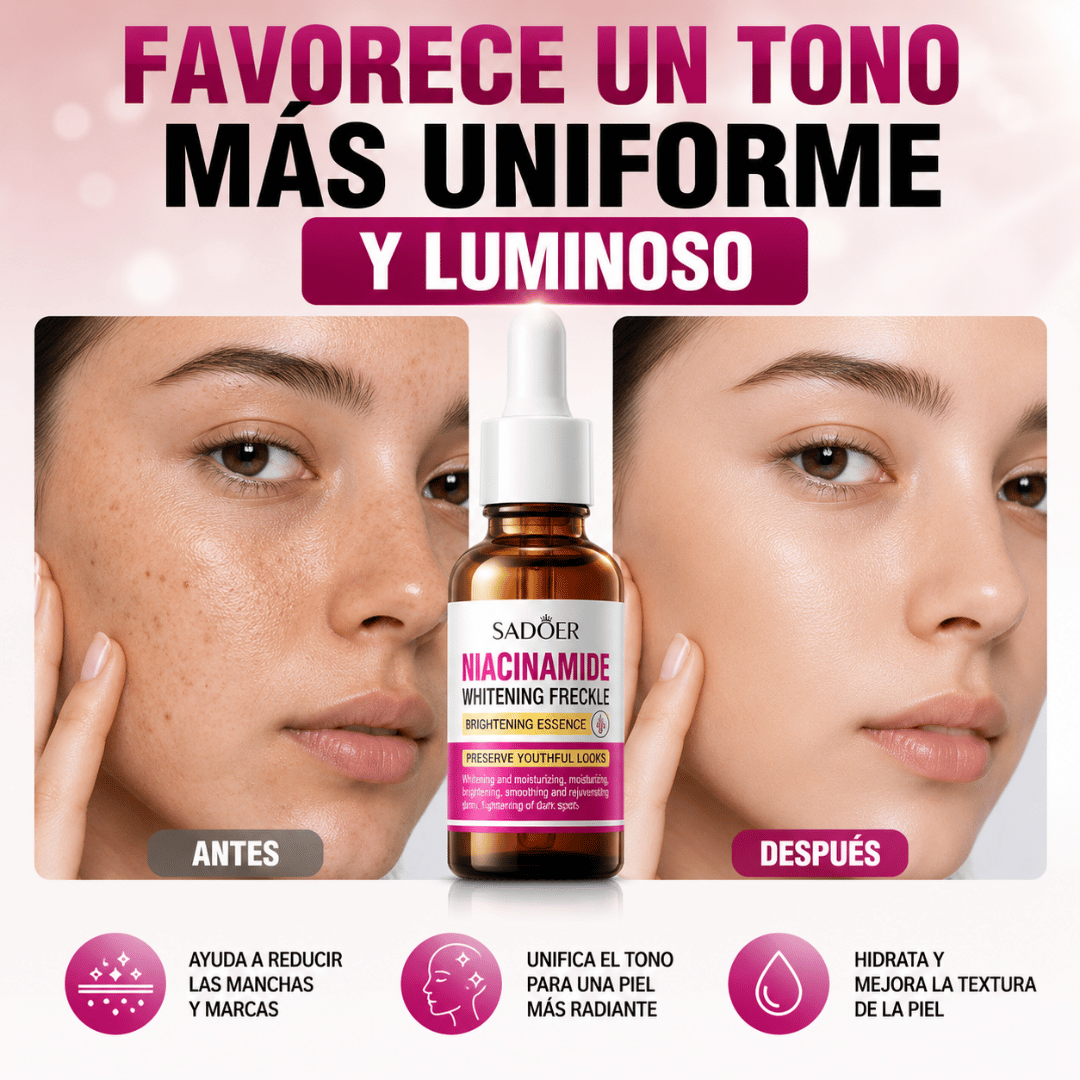 ¡Promo 2x1 Serum Aclarante Niacinamida Sadoer 30ml! - Ayuda a mejorar la apariencia de las manchas visibles del rostro