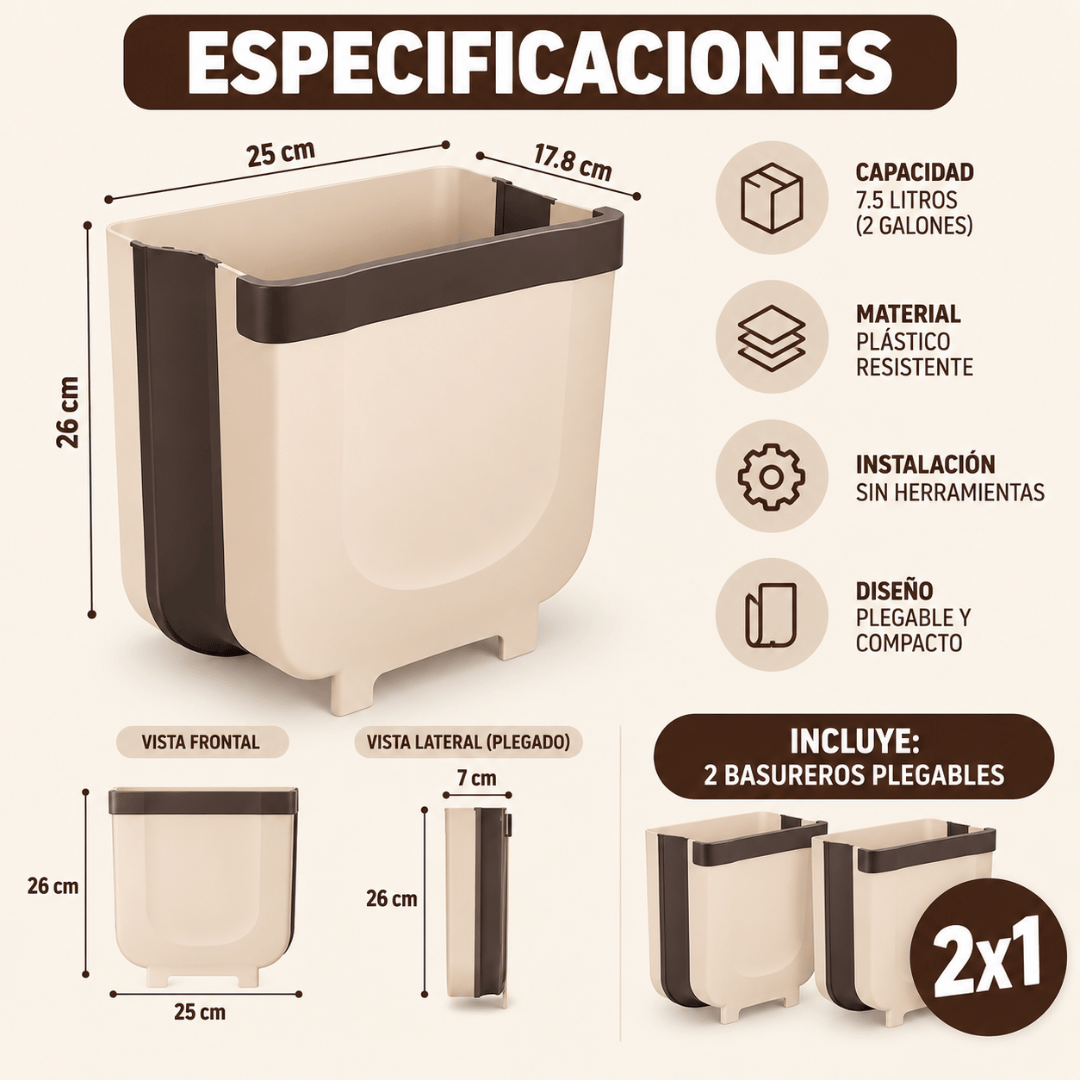¡Promo 2x1 Basurero Plegable! - Simplifica el manejo de residuos y mantén tu cocina limpia