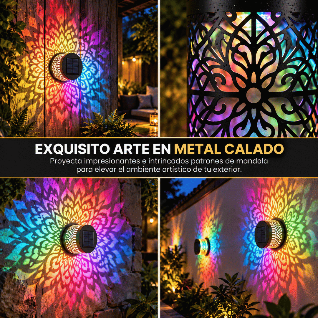 Lámpara Solar Proyector Mandala - Transforma tus exteriores con una iluminación única y decorativa