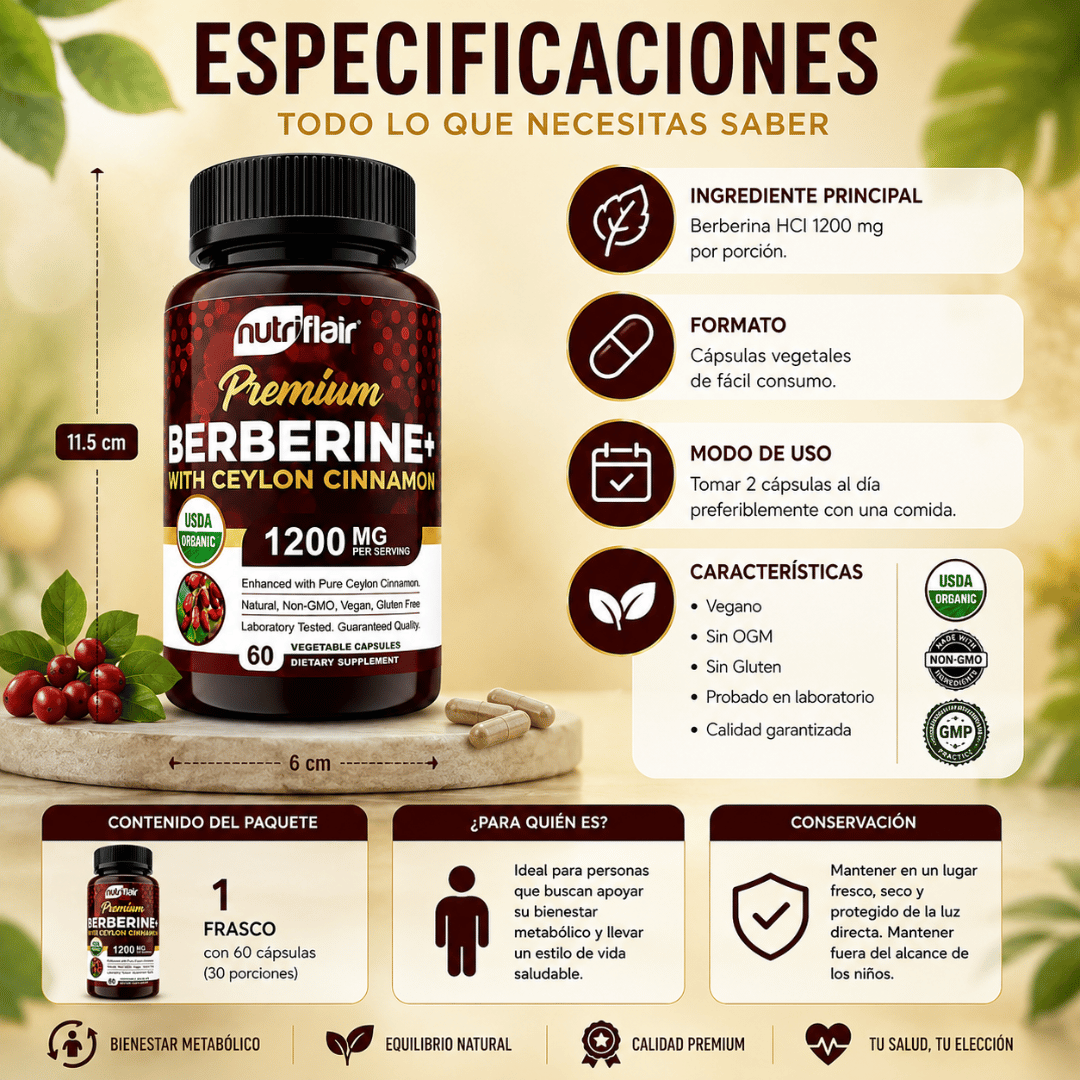¡Pack 2x1 Berberina Nutriflair 60 cápsulas! - Ayuda a mantener niveles saludables de glucosa día a día