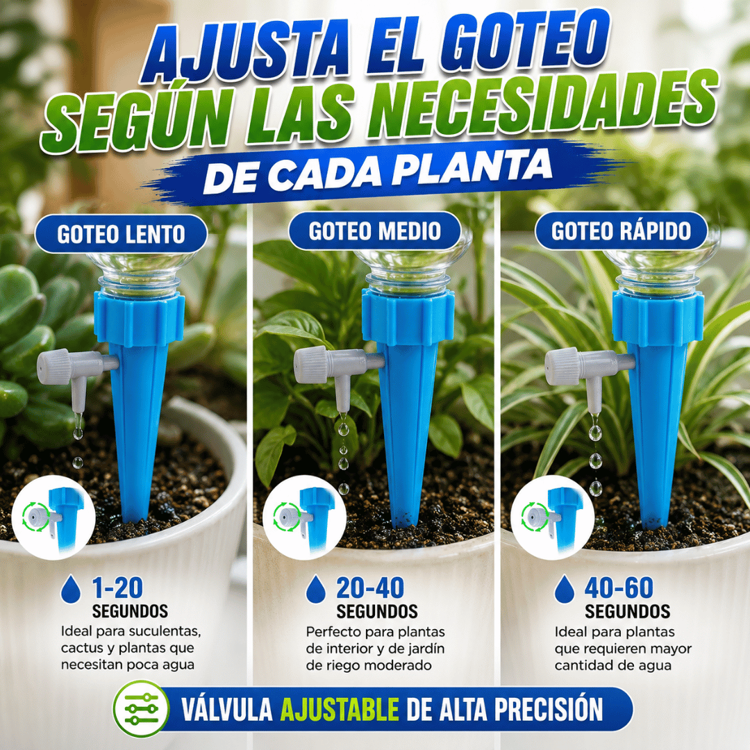 ¡Kit 6 Estacas Riego Goteo inteligente! - Mantén tus plantas saludables mientras optimizas el uso del agua