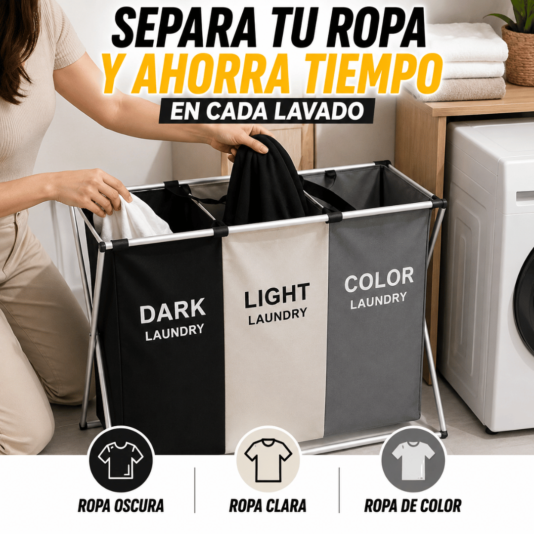 Canasta de Ropa Sucia 3 en 1 - Organiza tu ropa de forma práctica y ordenada