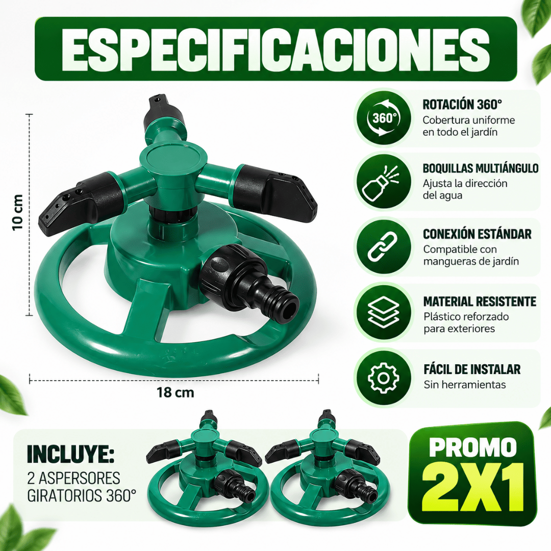 ¡Promo 2x1 Aspersor 360°! - Riega tu jardín de forma práctica, uniforme y automática