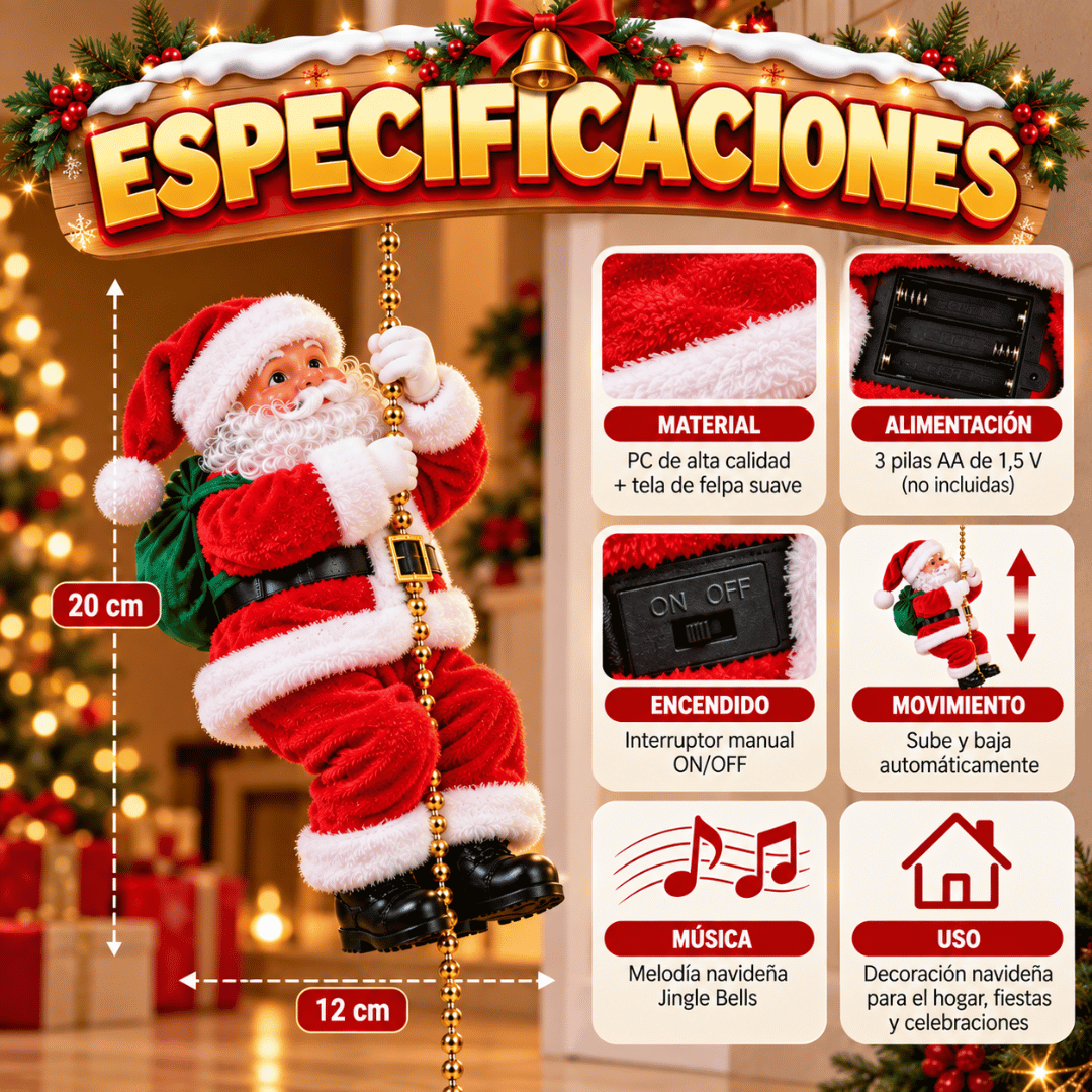 Viejo Pascuero Escalador - Convierte tu decoración navideña en un momento lleno de magia