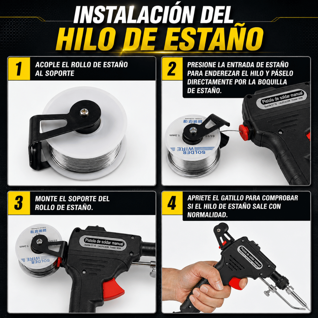Kit Pistola de Soldar + Estaño - Todo lo que necesitas para soldar y reparar en un solo kit