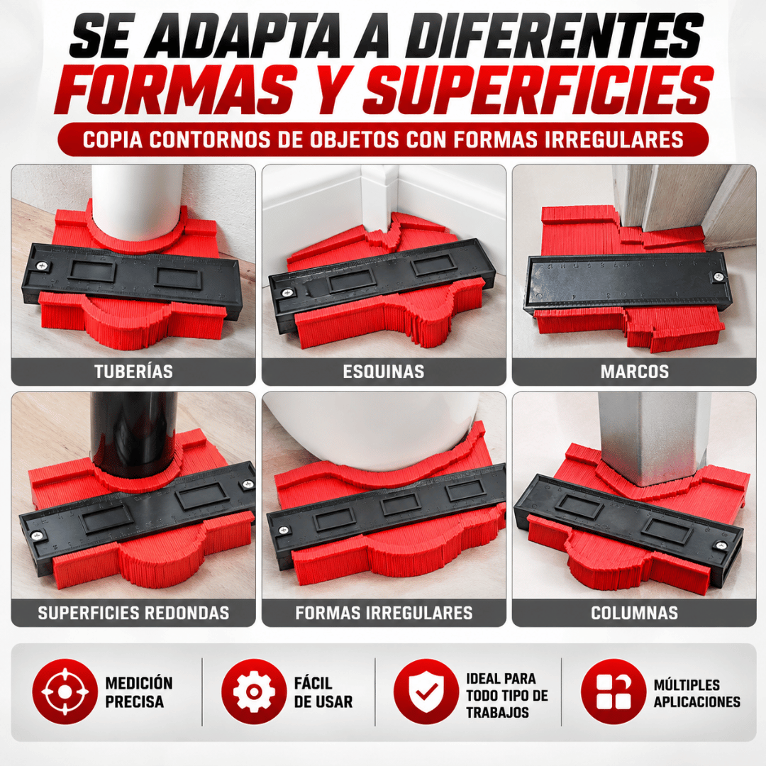 Medidor de Contornos Profesional - Replica Formas Irregulares y Facilita Cortes Precisos