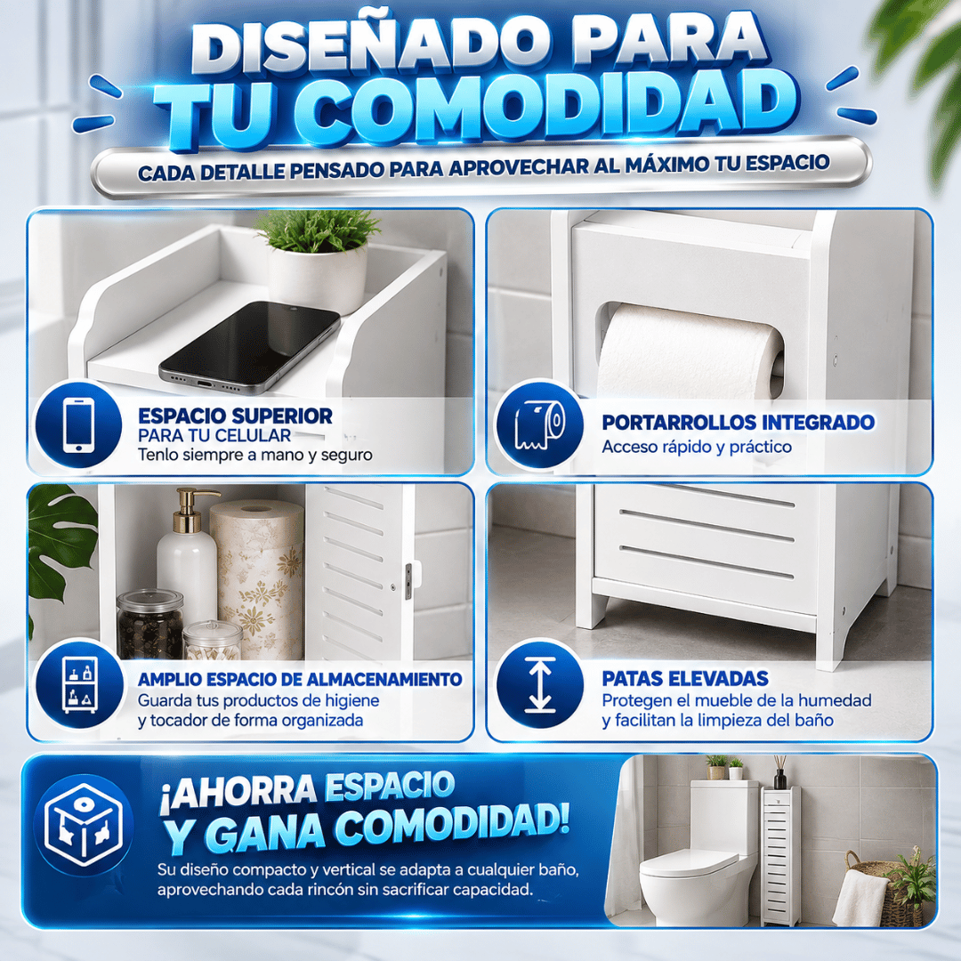 Armario de Baño Multifuncional - Aprovecha espacios pequeños y mantén tu baño ordenado