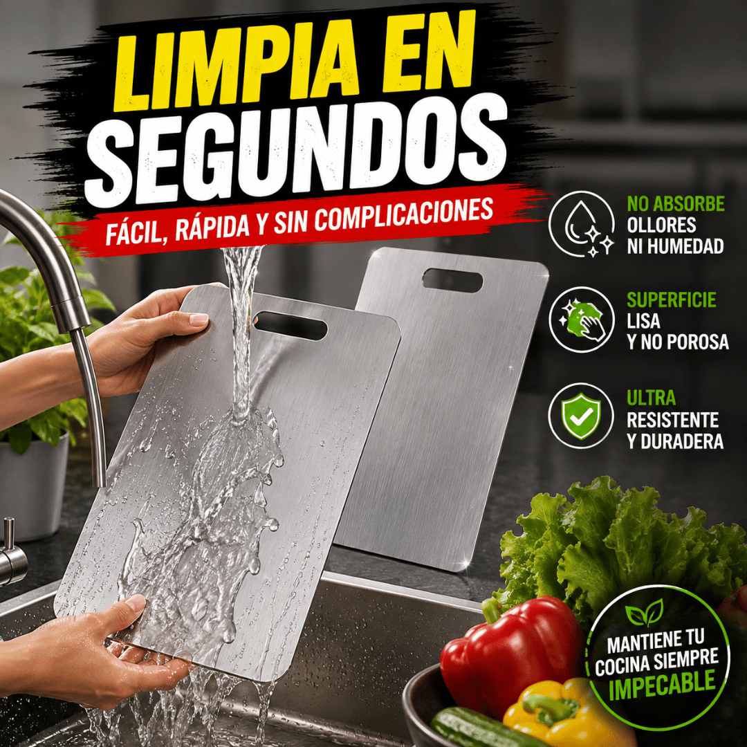 ¡Promo 2x1 Tablas de Picar Grado Alimenticio de Acero Inoxidable! - Superficie de acero higiénica, resistente y fácil de limpiar