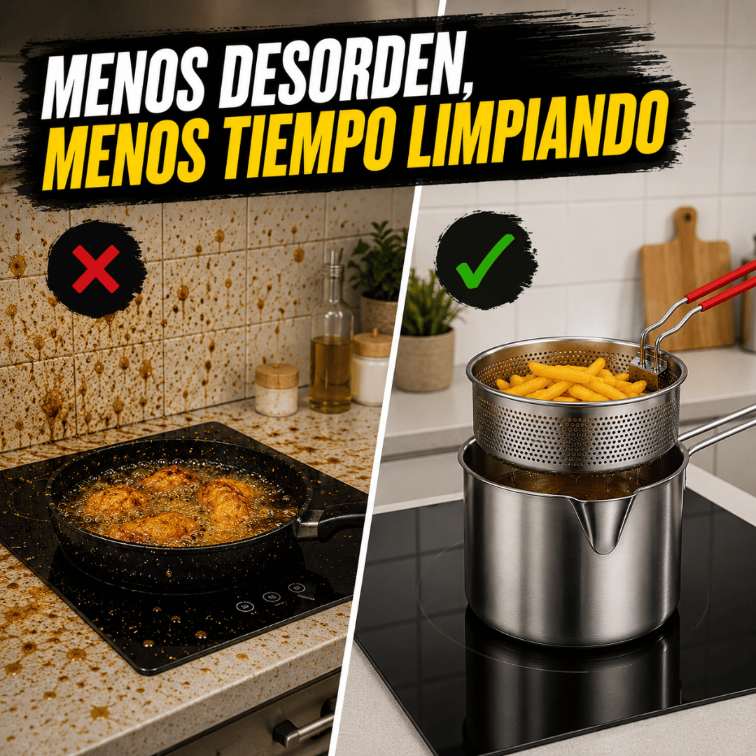 Olla Acero Inoxidable Para Freir - Fríe sin salpicaduras y mantén tu cocina más limpia