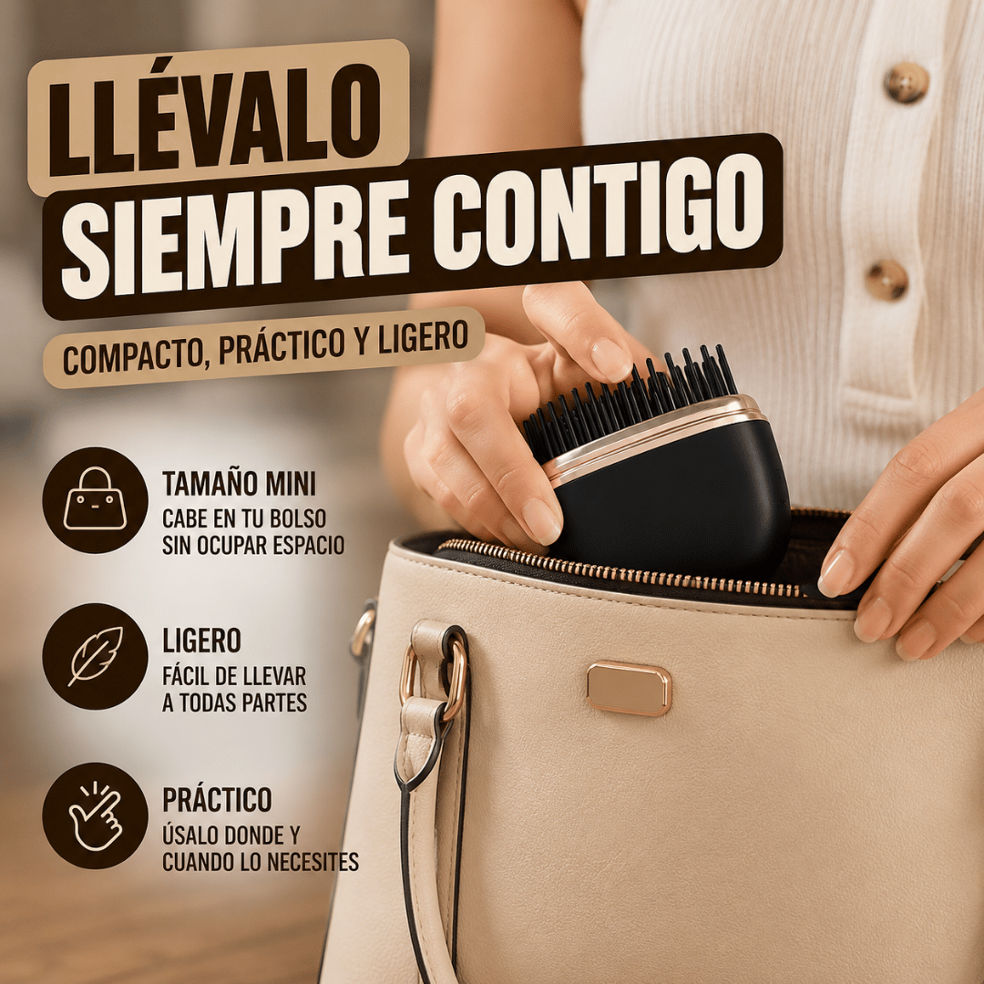 Mini Cepillo Alisador Recargable - Alisa y retoca tu cabello donde quieras, sin depender de enchufes