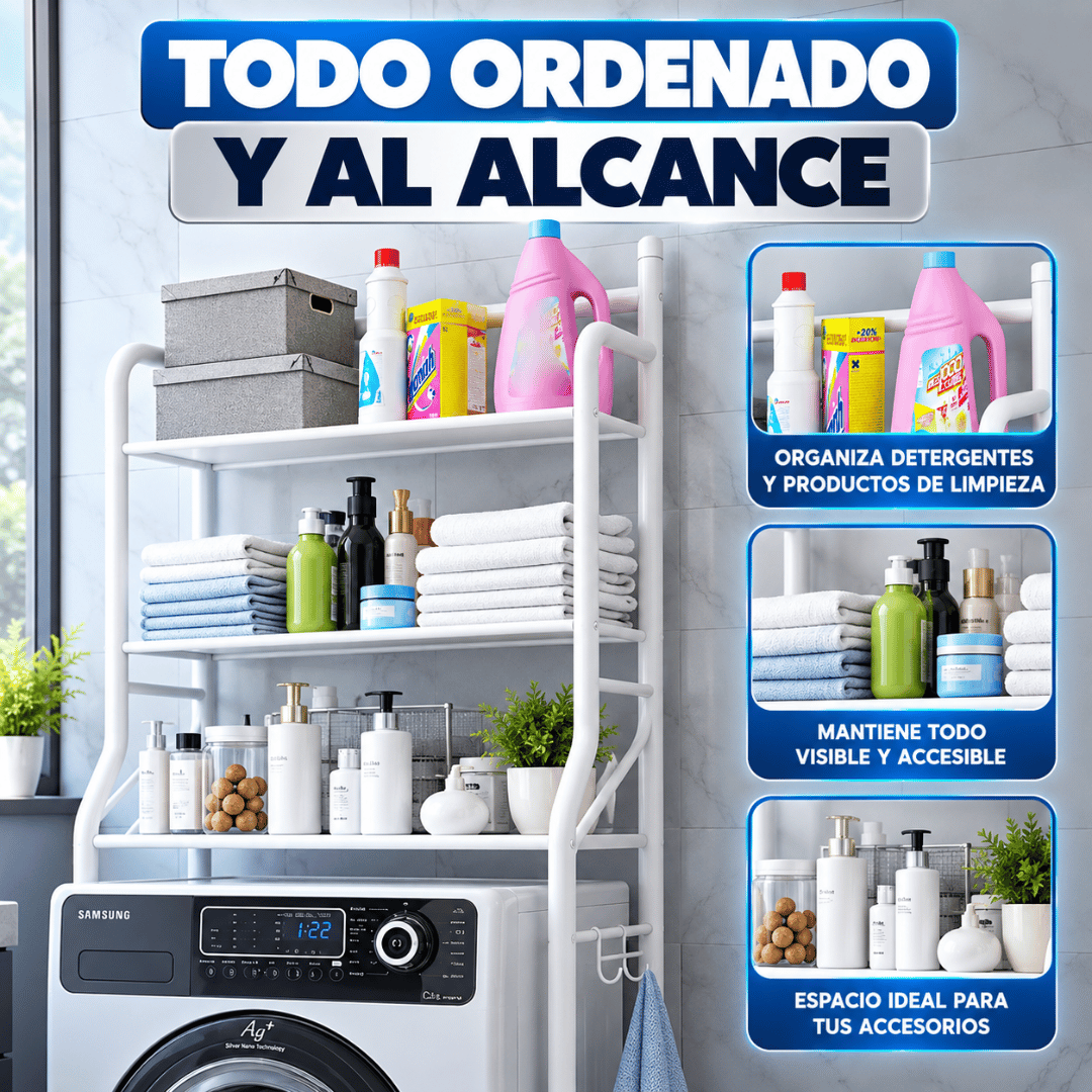 Estante  Organizador De Lavadora - Aprovecha el espacio sobre tu lavadora y elimina el desorden