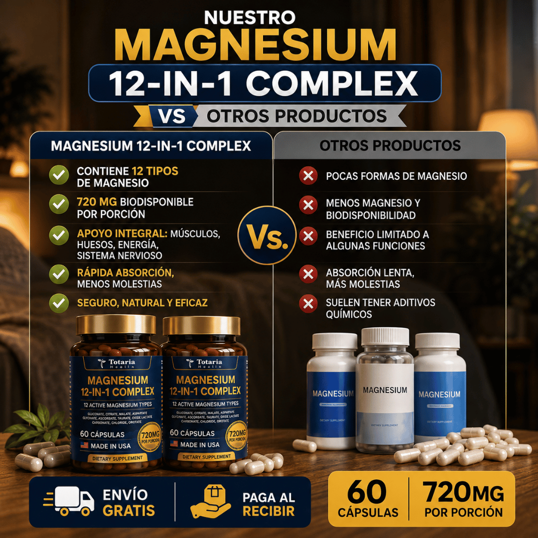 Magnesium 12 En 1 Complex: La Única Fórmula con 12 Formas de Magnesio en Una Sola Cápsula