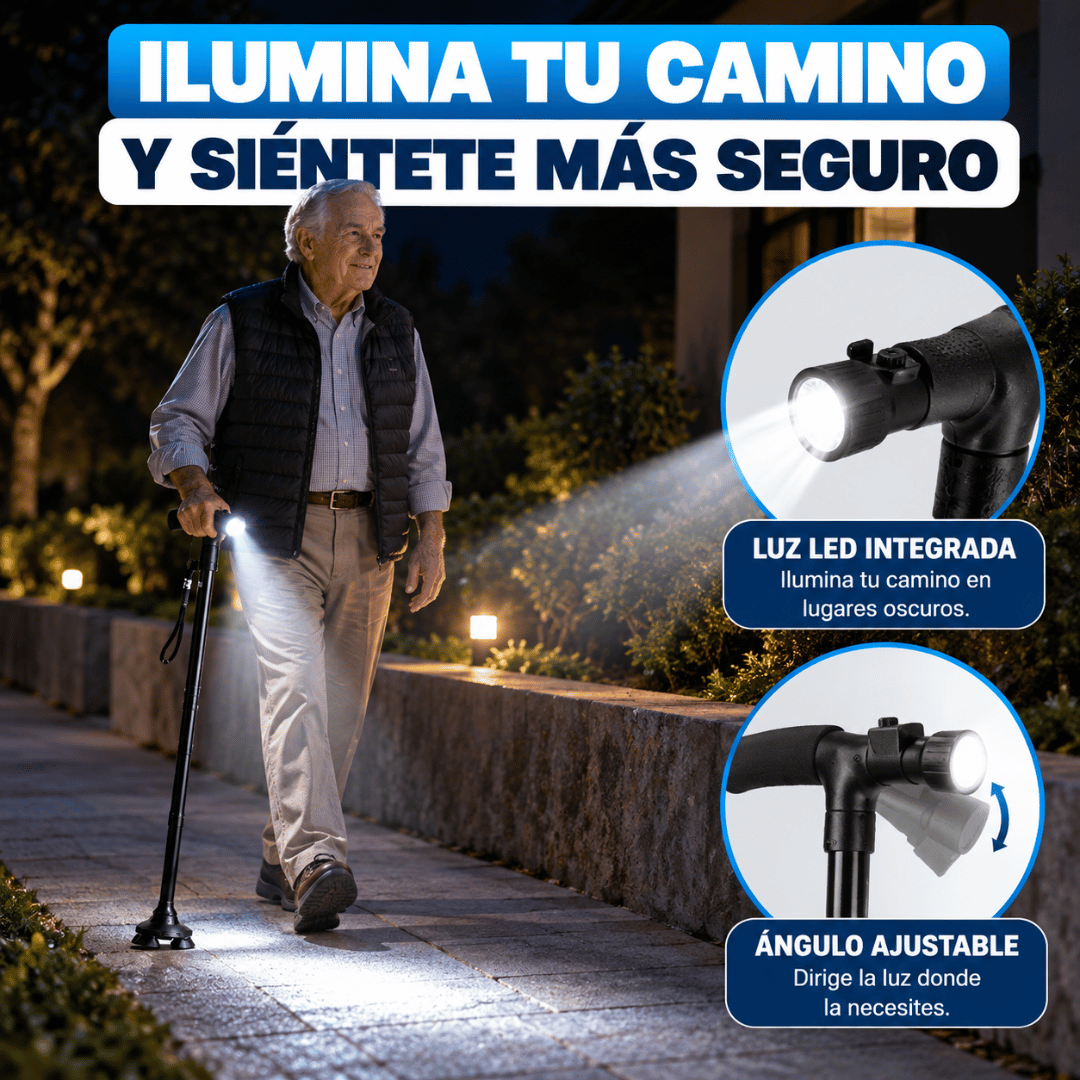 Baston Ortopedico Retractil LED - Seguridad y soporte para caminar con mayor confianza