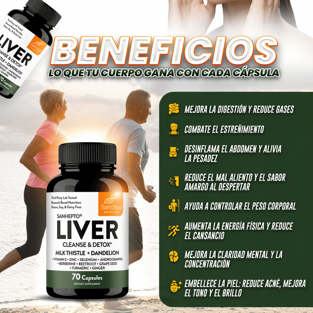 Liver Cleanse & Detox 70 Caps - Ayuda a tu cuerpo a eliminar toxinas y recuperar ligereza