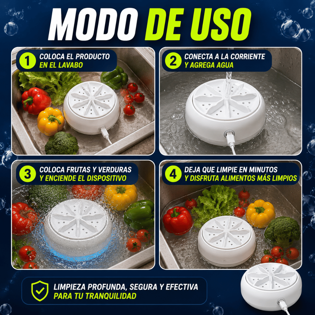 ¡Promo 2x1 Lavadora Portátil de Frutas y Verduras! - Frutas y verduras limpias en minutos, sin químicos