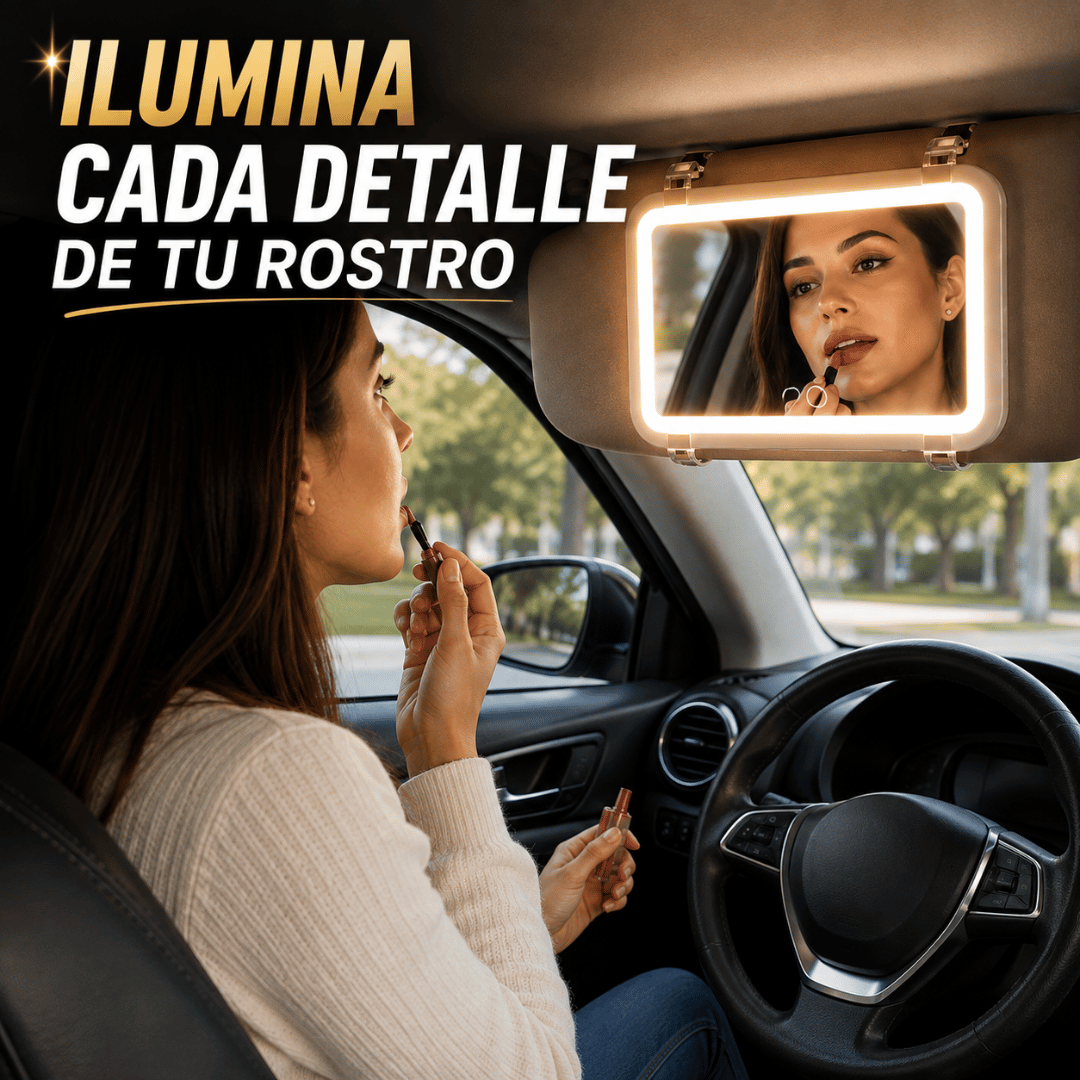Espejo De Maquillaje LED Auto - Iluminación ideal para maquillarte en el auto