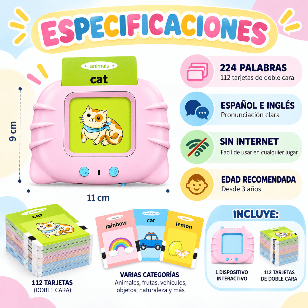 Juego de Tarjetas Interactivas Bilingüe - Ayuda a los niños a aprender nuevas palabras jugando