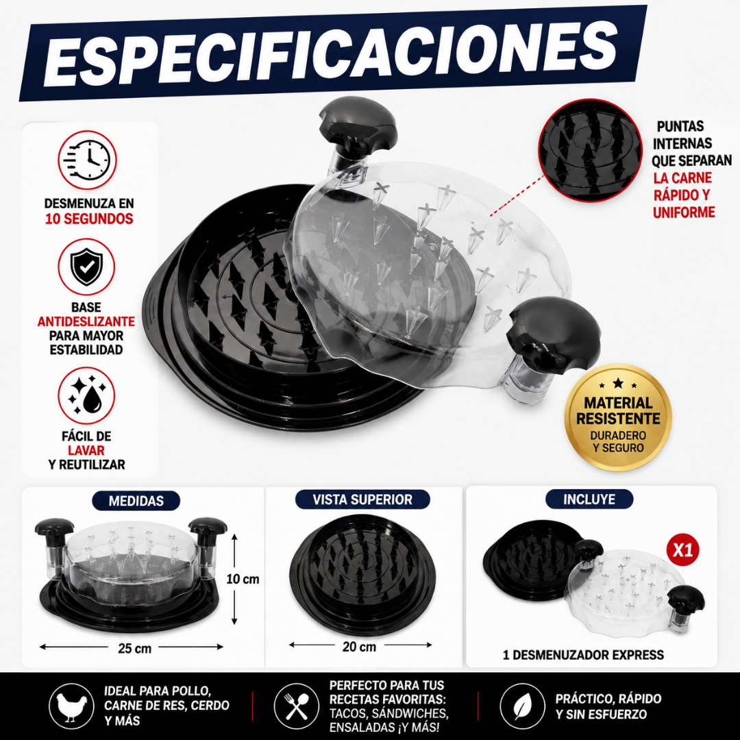 Desmenuzadora de Pollo Express - Desmenuza pollo de forma rápida y fácil