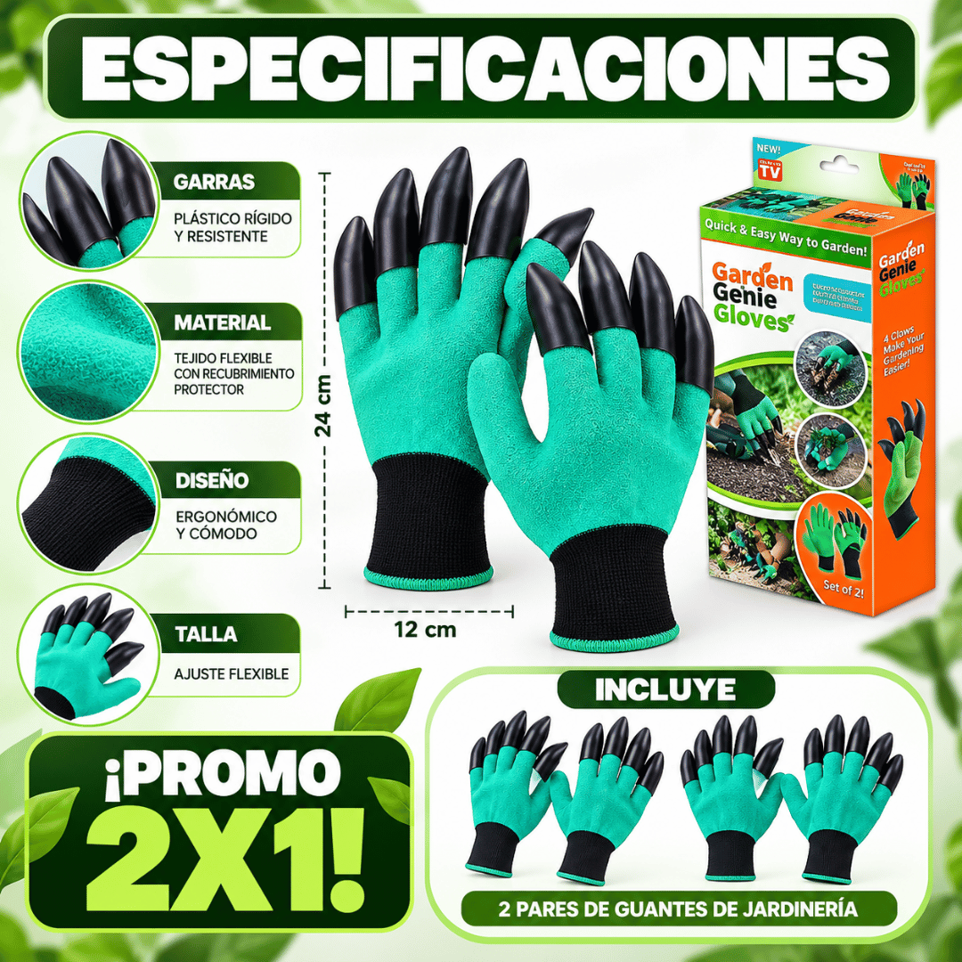 ¡Promo 2x1 Guantes Jardín con Garras Integradas! - Guantes con garras para cavar, plantar y cuidar tu jardín fácilmente