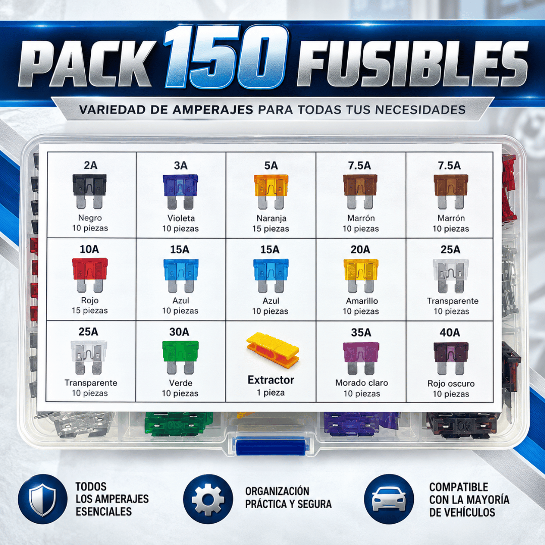 Caja 150 Fusibles Eléctricos - Ten fusibles de repuesto listos ante imprevistos eléctricos