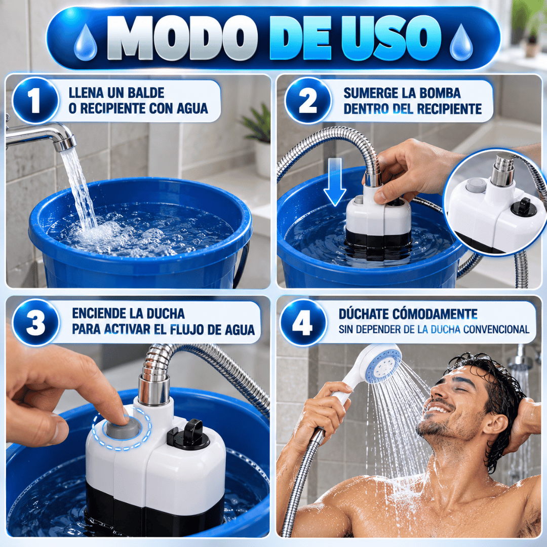 Ducha Portátil Recargable - Báñate fácilmente en casa cuando el suministro de agua se interrumpe