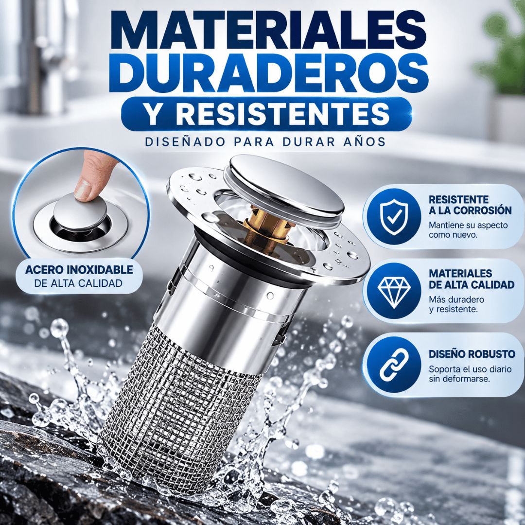 ¡Promo 2x1 Filtro de Desagüe con Malla de Acero! - Evita obstrucciones y mantén tu lavamanos libre de residuos