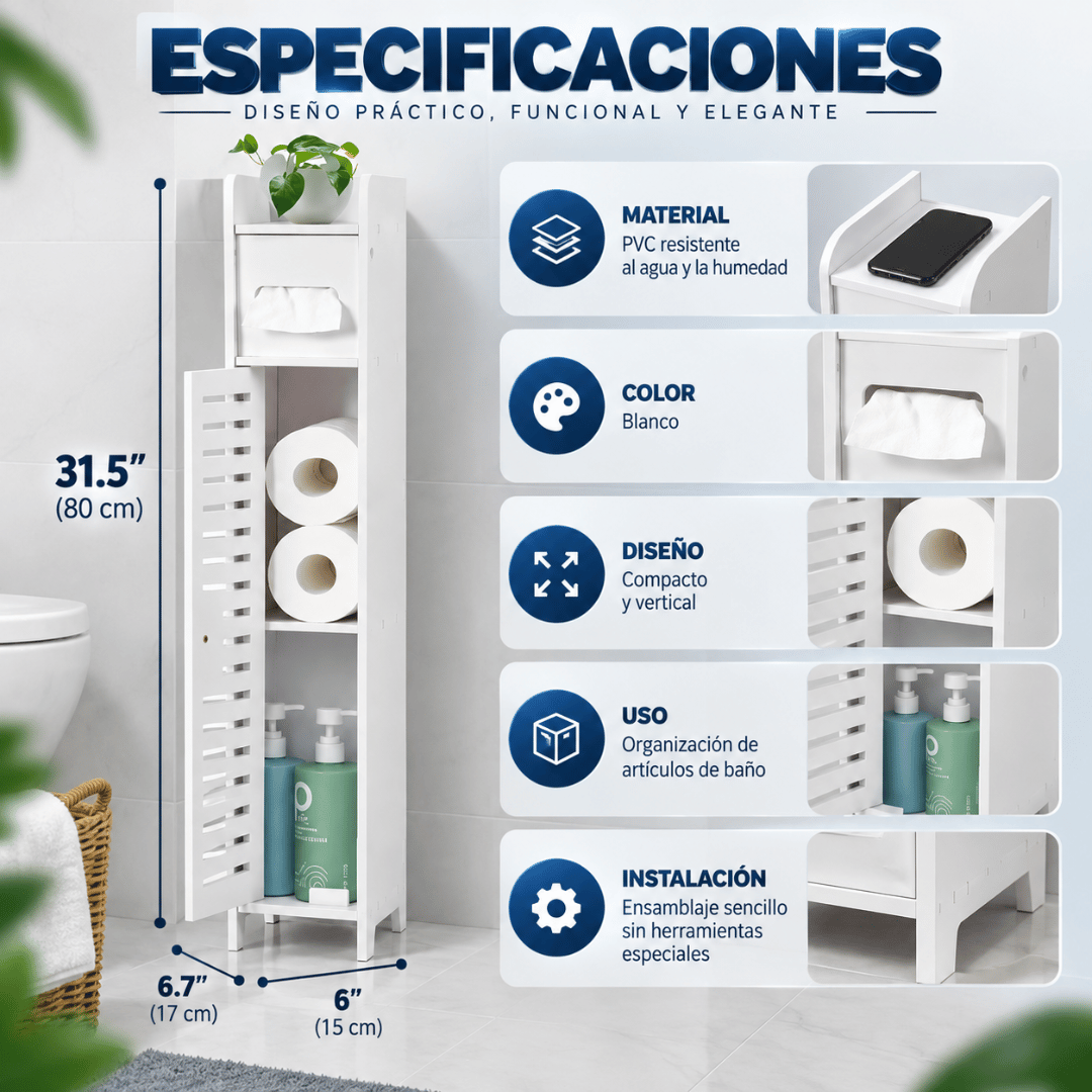 Armario de Baño Multifuncional - Aprovecha espacios pequeños y mantén tu baño ordenado