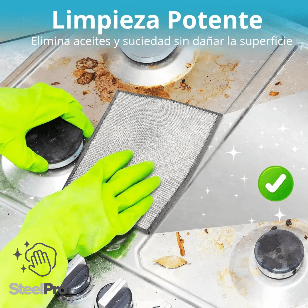 Pack 10 Paños de Acero SteelPro - ¡Dale vida devuelta a tu cocina!