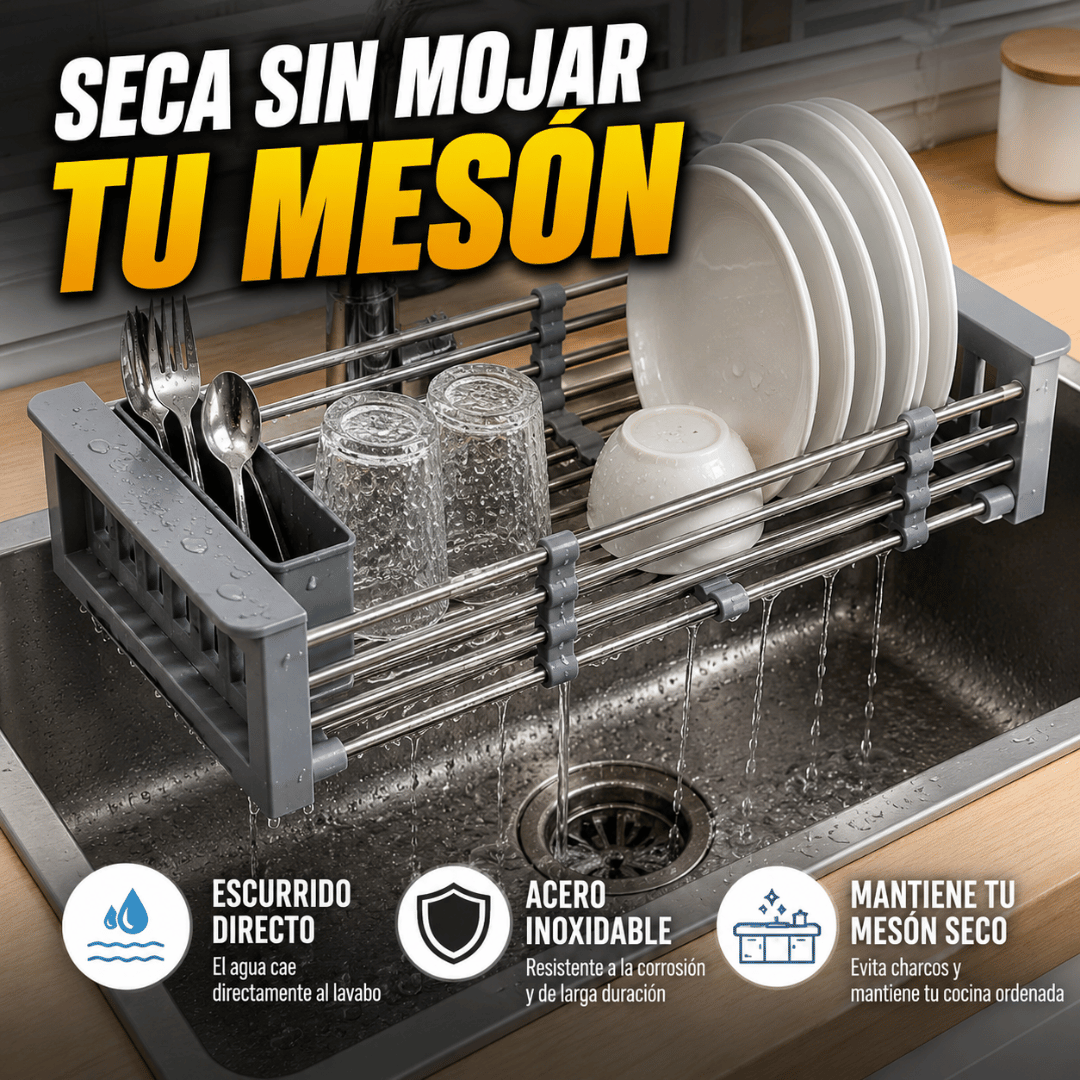 Escurridor Ajustable para Lavaplatos - Aprovecha al máximo el espacio sobre tu lavaplatos