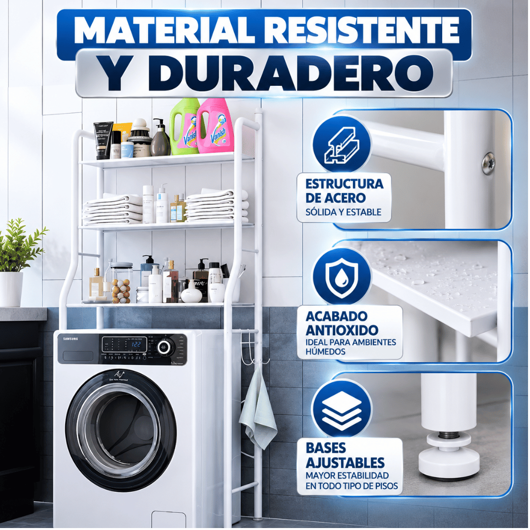 Estante  Organizador De Lavadora - Aprovecha el espacio sobre tu lavadora y elimina el desorden
