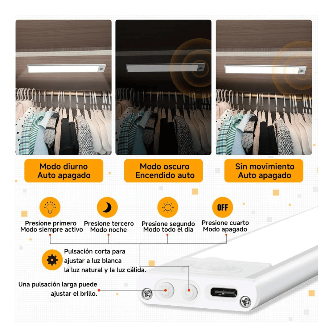 ¡PROMO 2x1 Barra LED con Sensor de Movimiento 40cm! - Ilumina donde lo necesites sin instalaciones complejas