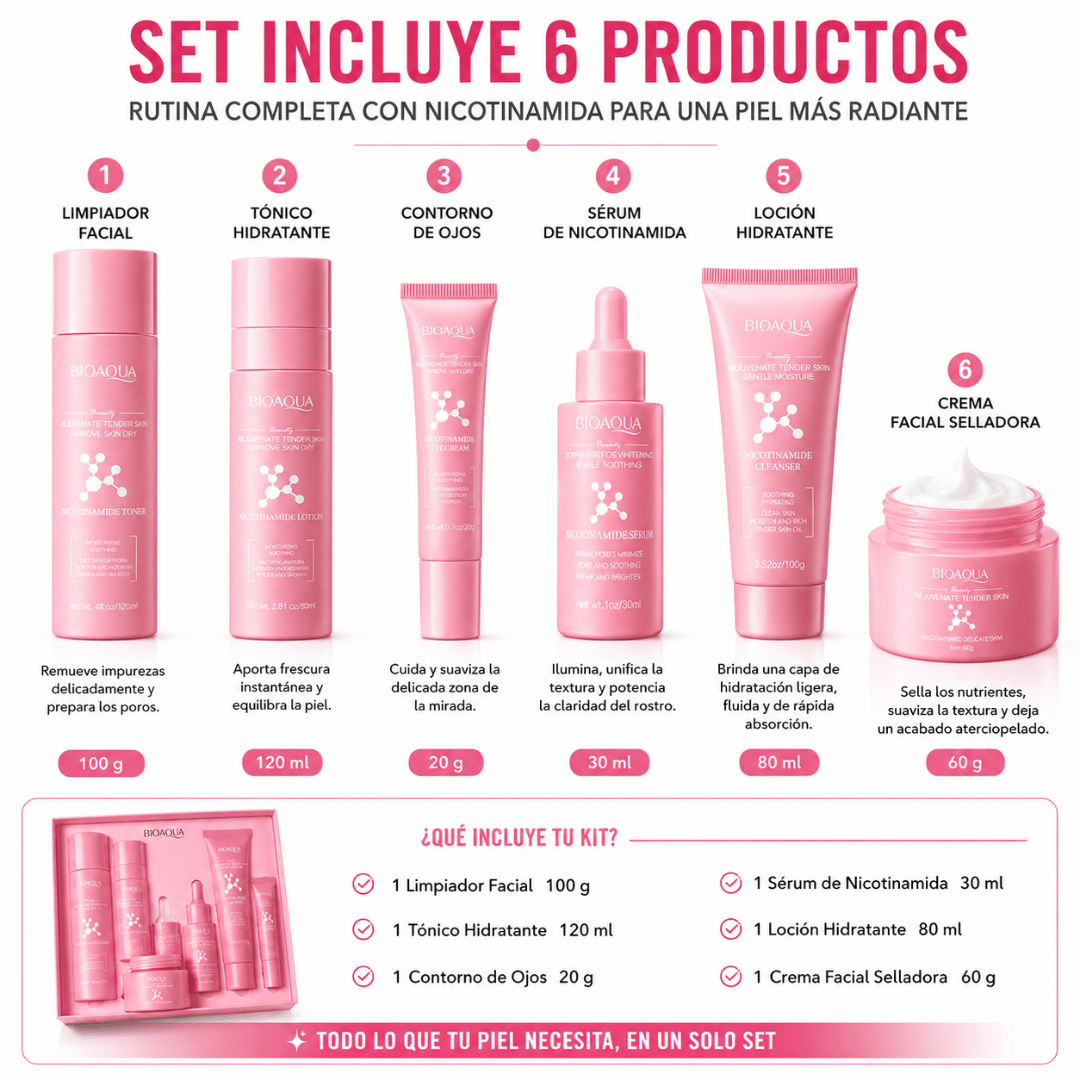 Set Skincare Bioaqua Nicotinamida - Tu rutina facial completa en un solo paso