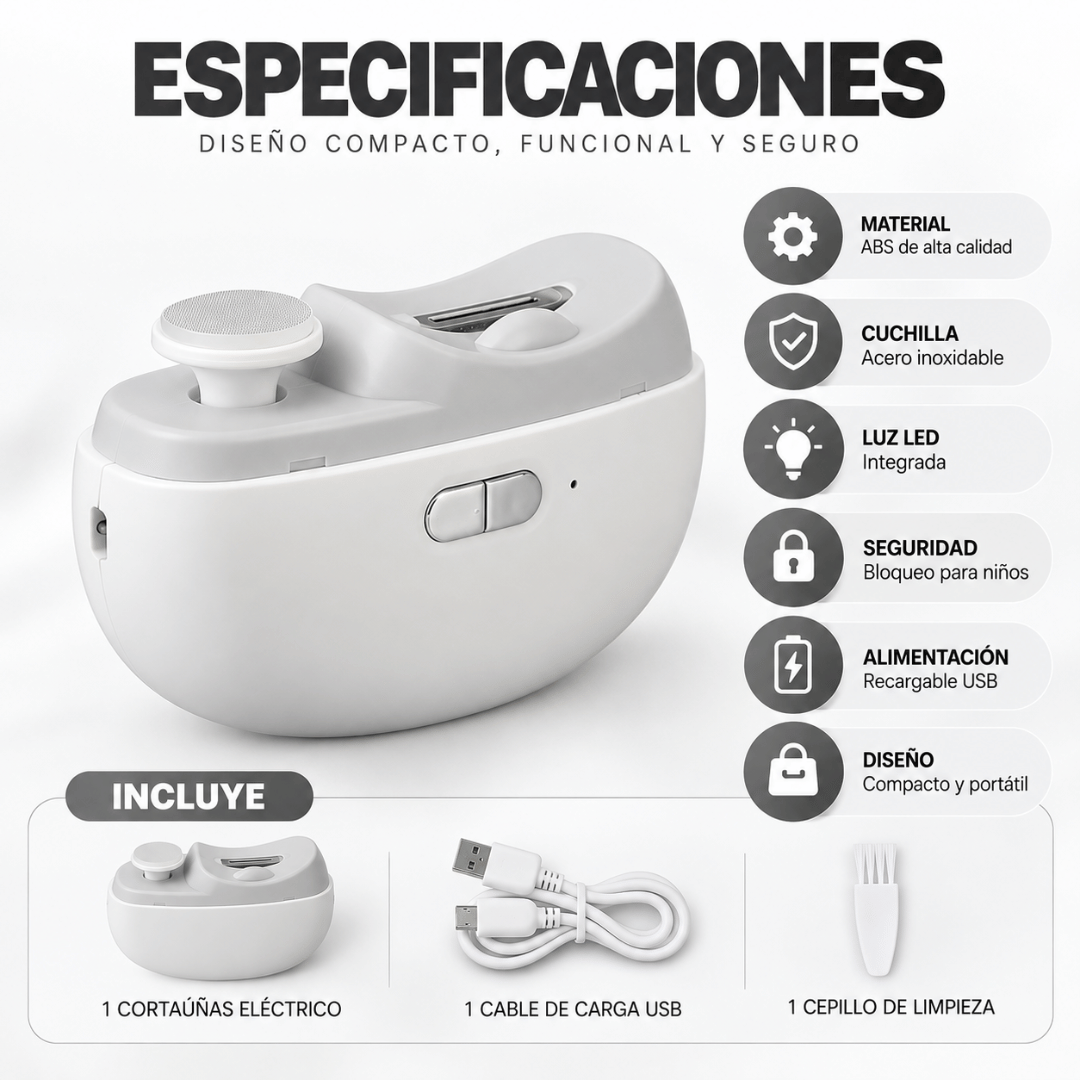 Corta Uñas Eléctrico Portátil - Corta y pule tus uñas de forma rápida y sencilla