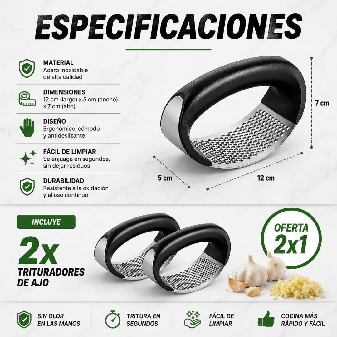 ¡Promo 2x1 Moledora Ajos! - Tritura ajo en segundos sin ensuciar tus manos
