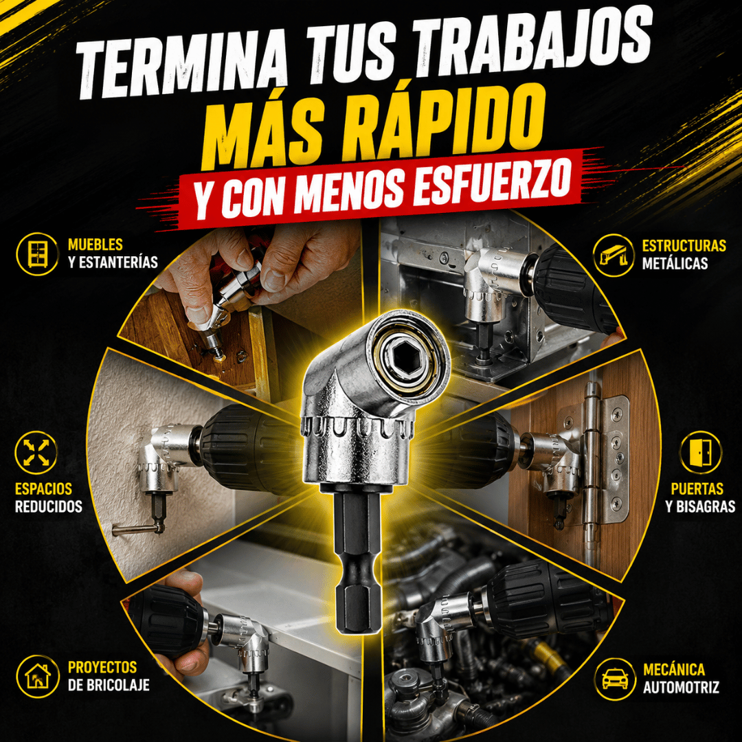 Adaptador Taladro Angular - Accede fácilmente a tornillos en espacios reducidos