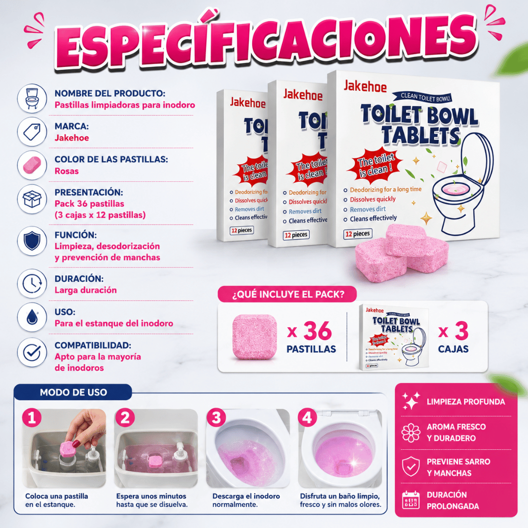 ¡Pack x36 Pastillas para inodoro Jakehoe! - Inodoro limpio y fresco en cada descarga