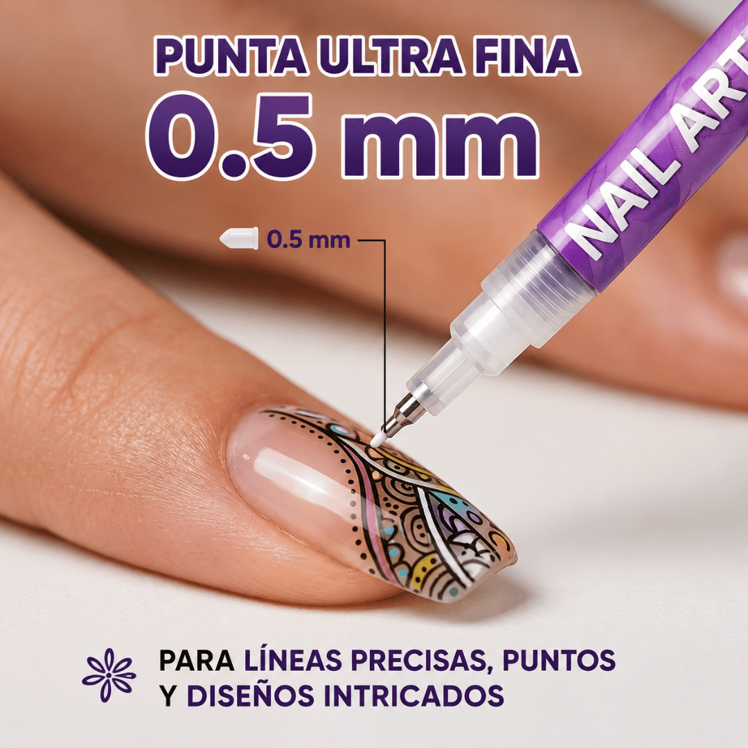 Set 12 Marcadores para Uñas Nail Art - Crea diseños de uñas fácilmente mientras se divierten juntas