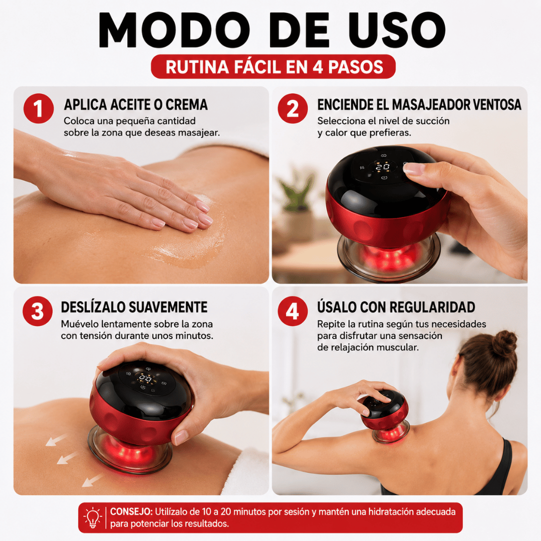 Masajeador Ventosa Terapéutica Eléctrica - Alivia la tensión muscular y relaja tu cuerpo desde casa.