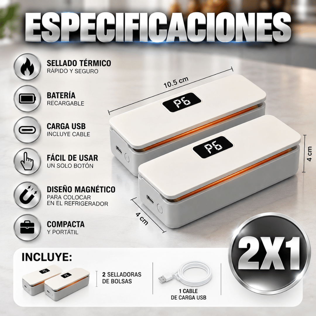 ¡Promo 2x1 Mini Sellador Térmico! - Mantén tus alimentos frescos por más tiempo
