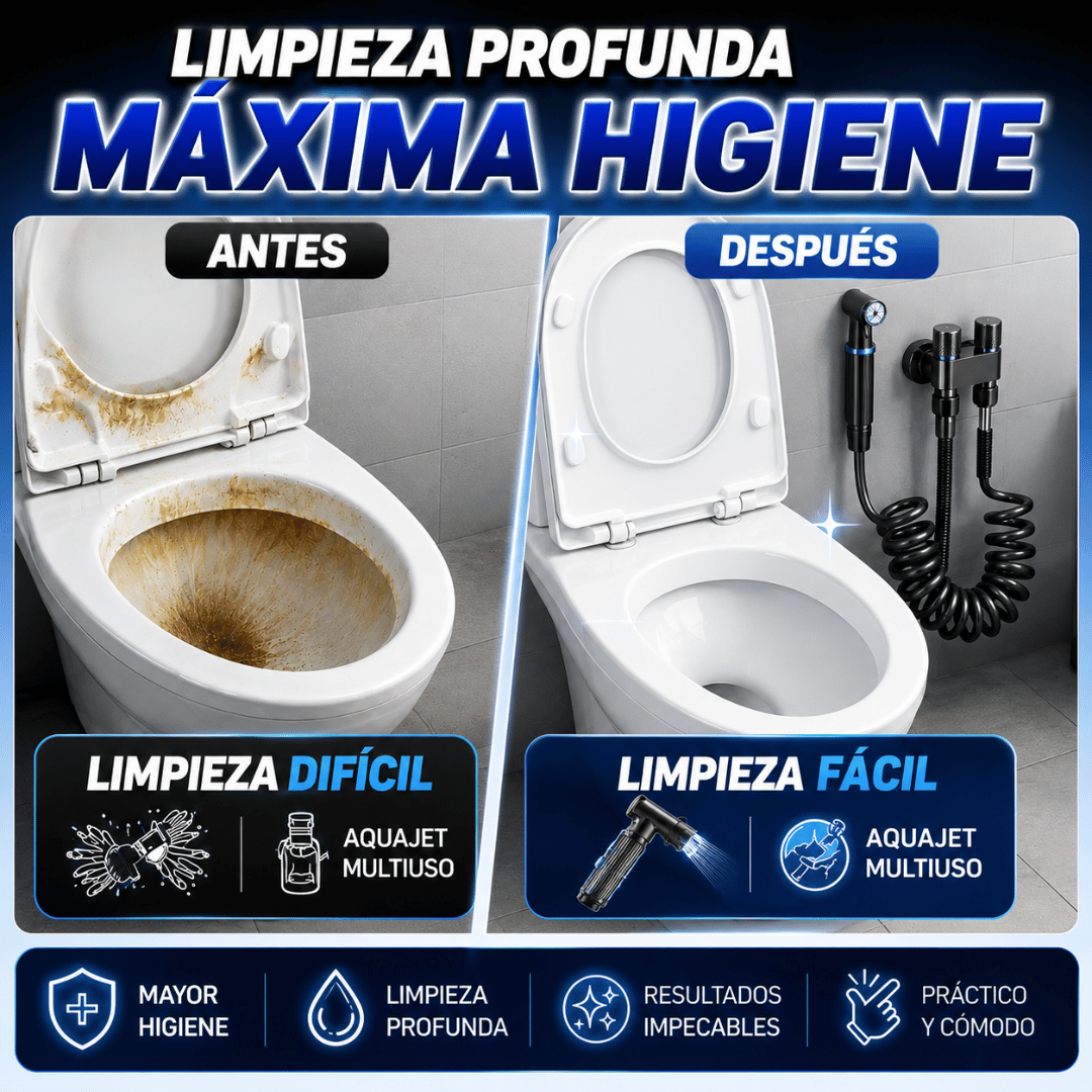 Ducha Higiénica de Mano para WC Negra - Disfruta una higiene íntima más profunda después de cada uso