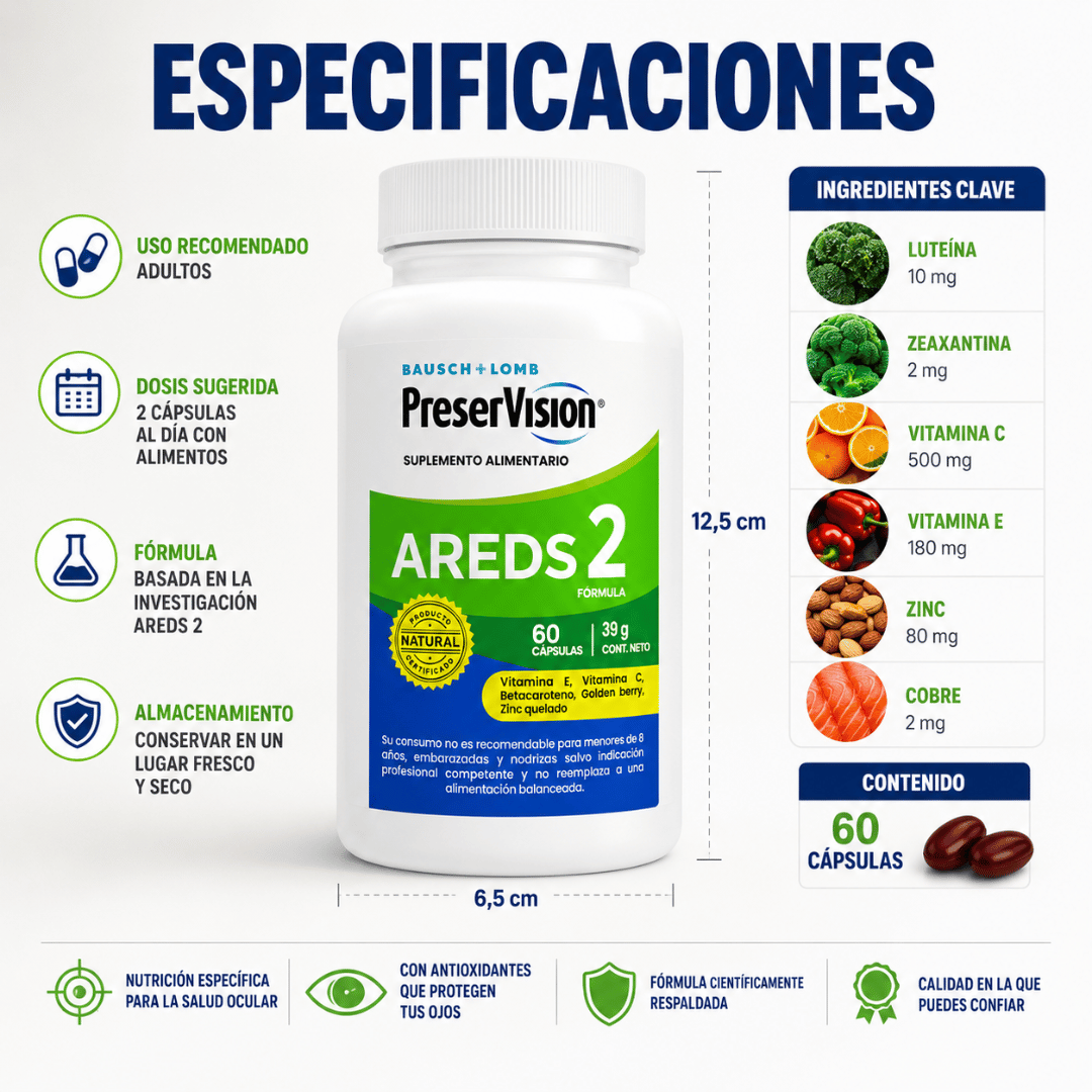 PreserVision AREDS 2 60 Cápsulas - Fórmula avanzada para el cuidado de tus ojos