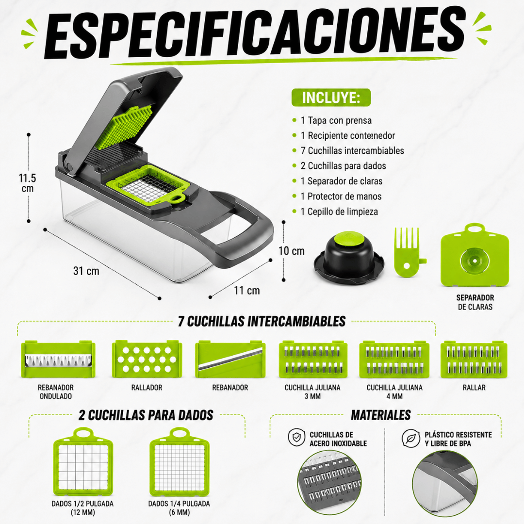 Picador de Verduras Multifuncional - Acelera la preparación de todas tus comidas