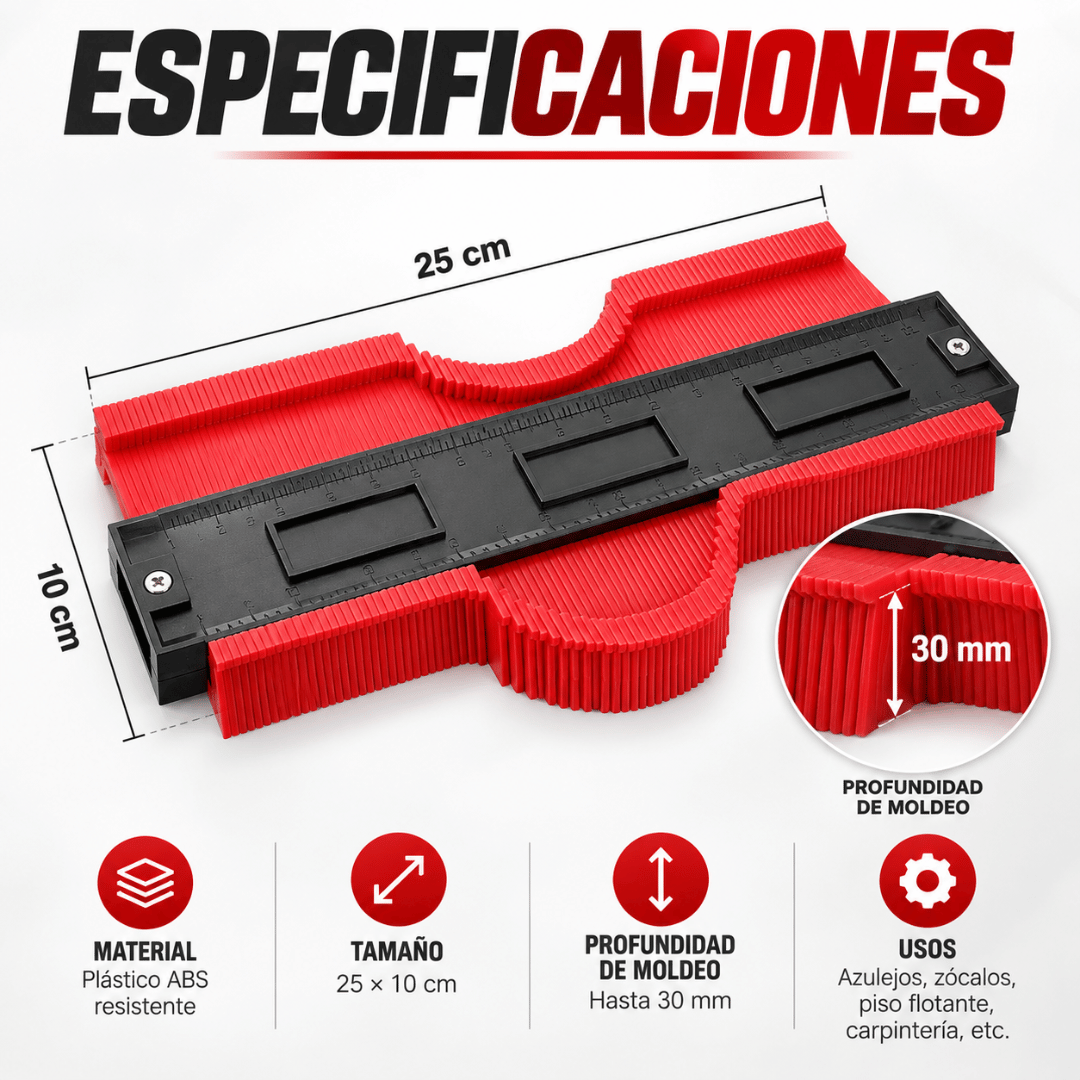 Medidor de Contornos Profesional - Replica Formas Irregulares y Facilita Cortes Precisos