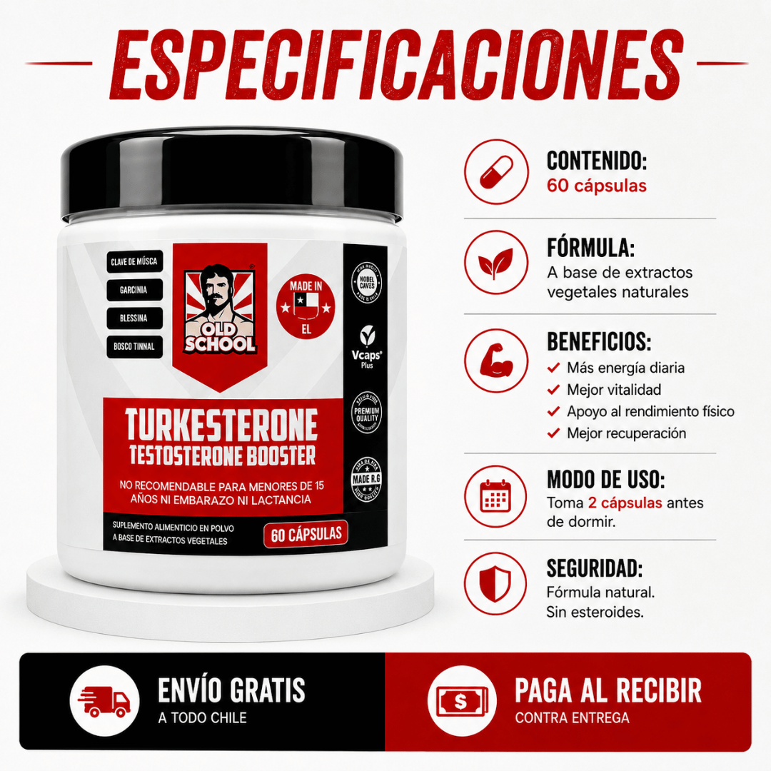 Turkesterone™ 60 Cápsulas - Vitalidad masculina para sentirte activo y con más impulso