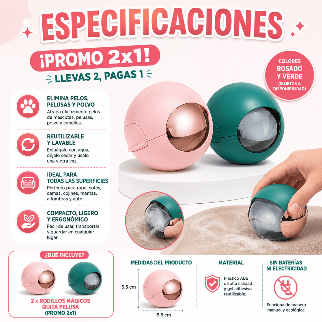 ¡Promo 2x1 Rodillo Mágico Quita Pelusa! - Elimina pelos y pelusas de tu ropa en segundos