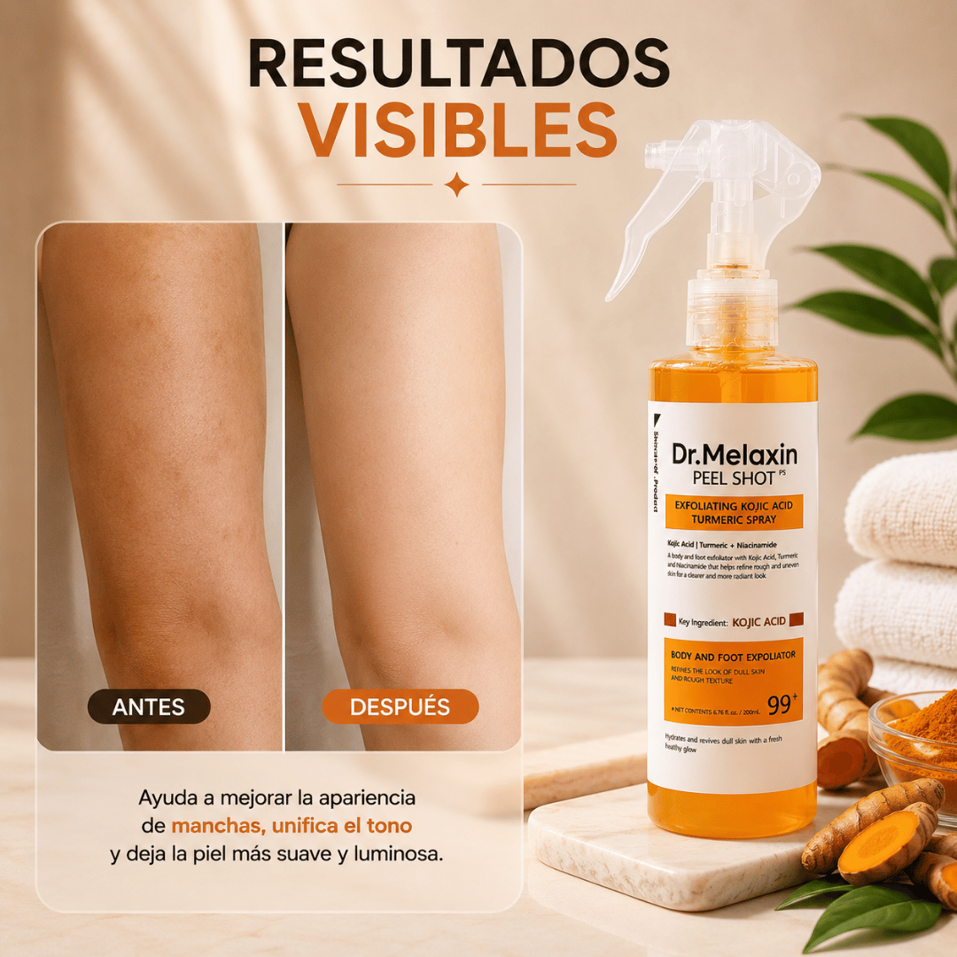 Dr. Melaxin Peel Shot™ Exfoliante Corporal Kojic + Turmeric 200ml - Renueva la piel para un aspecto más uniforme y luminoso